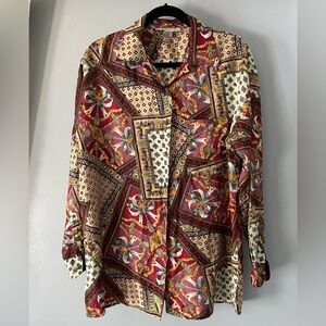 Vintage Robert Stock Shirt Blouse Silk Button Long Sleeve Womens Medium